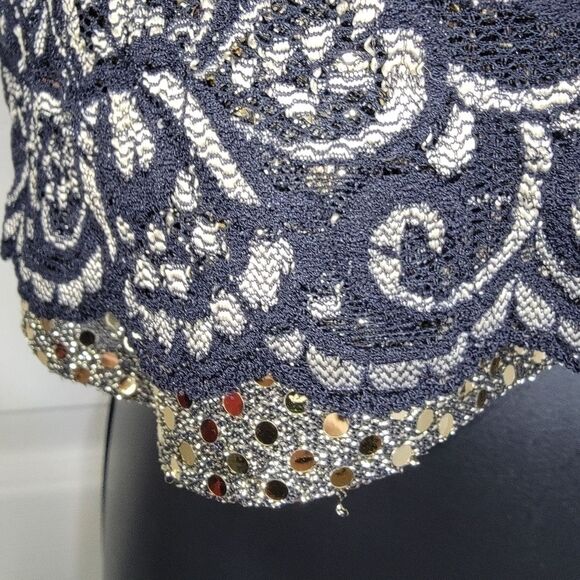 Joseph Ribkoff vintage 90s lace midriff crop top size 12 - Picture 4 of 7